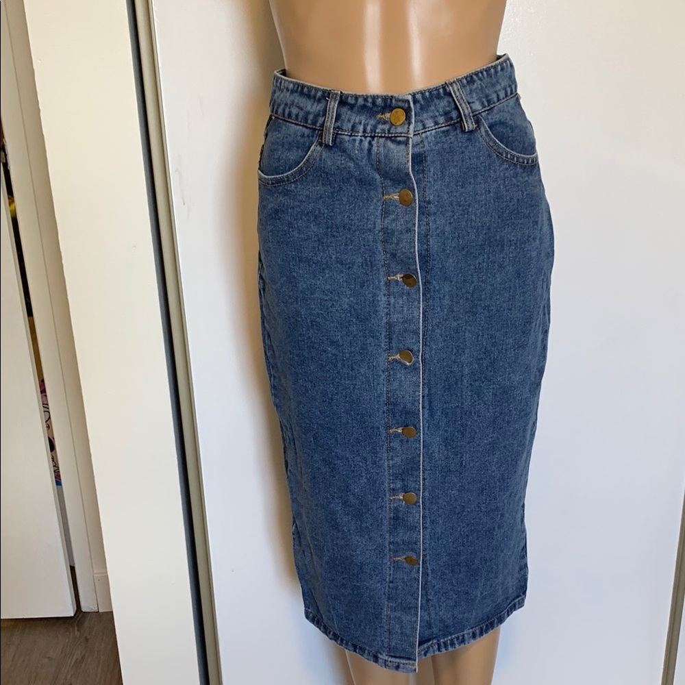 Denim Button-Front pencil highwaisted Skirt size : Small